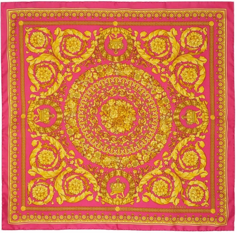 NEW VERSACE women's barocco large foulard scarf in pink gold